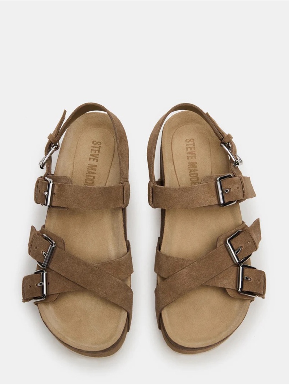 Steve Madden Suede Buckle Platform Sandals - Brown - Picture 3 of 3